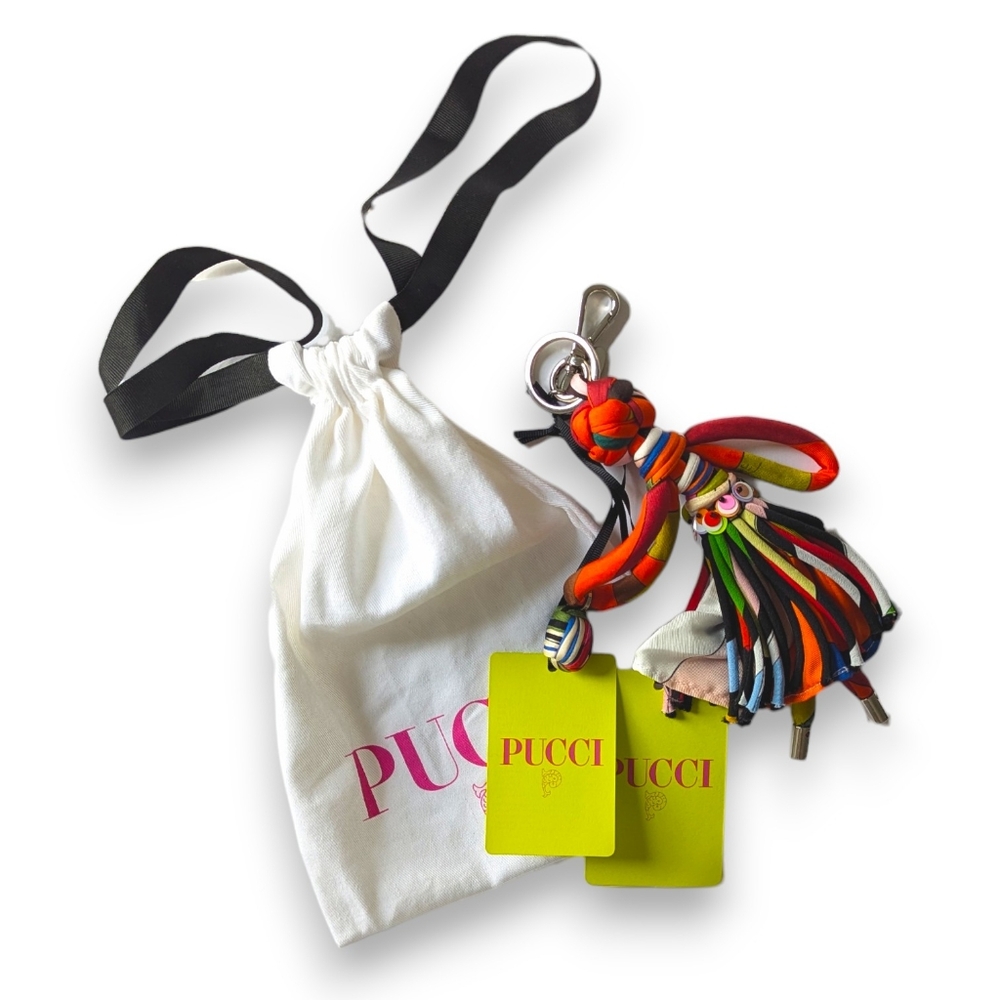 Emilio PUCCI Iride-print Silk Keychain/Handbag Charm BNWT